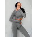 Спортивний одяг Кроп Топ з Довгим Рукавом Сірий Сірий