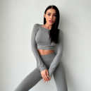 Спортивний одяг Кроп Топ з Довгим Рукавом Сірий Сірий