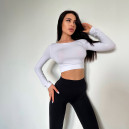 Спортивний одяг Кроп Топ з Довгим Рукавом Білий Білий