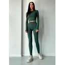 Спортивний одяг Кроп Топ з Довгим Рукавом Темно Зелений Зелений