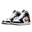 Кросівки Jordan 1 Mid Patent Black White Gold 852542-007 Чорний/білий