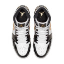 Кросівки Jordan 1 Mid Patent Black White Gold 852542-007 Чорний/білий