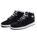 Кросівки Jordan 1 Retro Mid Black White Winter С МЕХОМ Чорний/білий
