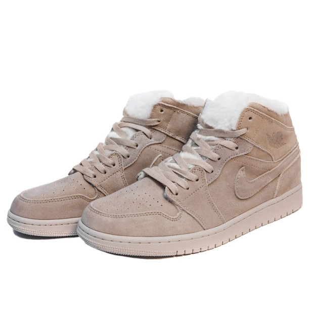 Jordan 1 Rerto Mid Beige Winter С МЕХОМ