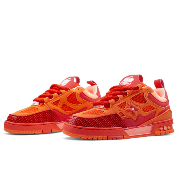 Louis Vuitton Skate Sneaker Red Mix Orange Cowhide