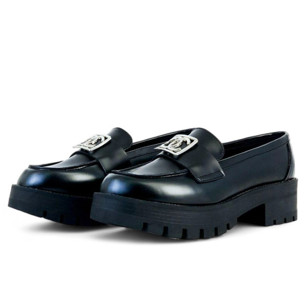 Chanel Loafers Horsebit Black Silver