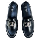 Loafers Chanel Loafers Horsebit Black Silver Black