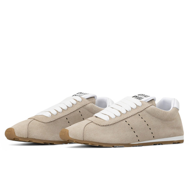 Miu Miu Plume Suede Sneaker Desert Beige 5E114E 054 F0F24 F 005