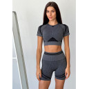Спортивний одяг Кроп Топ Спортивний Темно Сірий Сірий