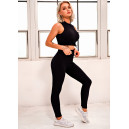 Спортивний одяг Топ Спортивний Чорний в Рубчик Чорний