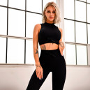 Спортивний одяг Топ Спортивний Чорний в Рубчик Чорний