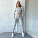 Спортивний одяг Комплект Легінси з Push-Up Ефектом + Рашгард Сірий Сірий