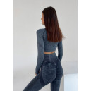 Спортивний одяг Комплект Легінси з Push-Up Ефектом + Рашгард Темно Сірий Сірий