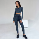 Спортивний одяг Комплект Легінси з Push-Up Ефектом + Рашгард Темно Сірий Сірий