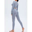 Спортивний одяг Комплект Легінси з Push-Up Ефектом + Рашгард Сірий Сірий