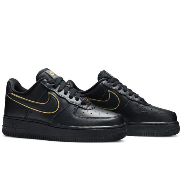 Nike Air Force 1 Low Essential Black Gold Swoosh AO2132-005