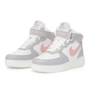 Кросівки Nike Air Force 1 High Grey Pink Winter С МЕХОМ Білий/сірий