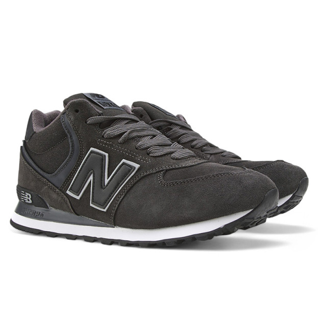 New Balance 574 High Grey Black White З ХУТРОМ