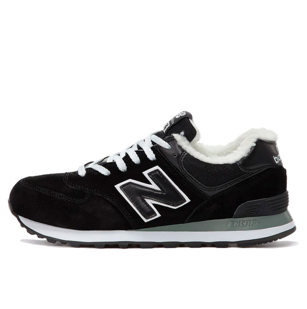 New Balance 574 Black White Winte С МЕХОМ
