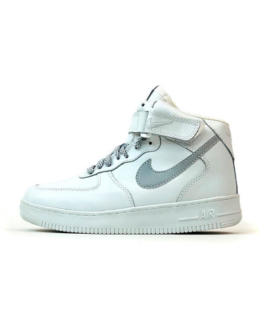 Кросівки Nike Air Force 1 High White Reflective Winter С МЕХОМ Білий/сірий