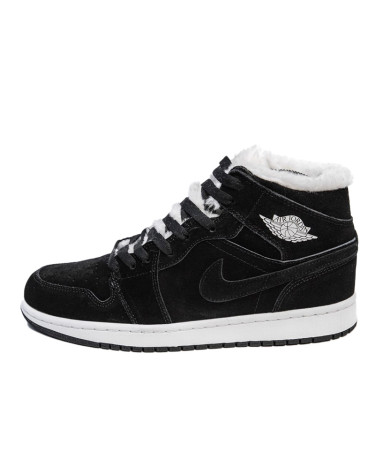 Sneakers Jordan 1 Retro Mid Black White Winter С МЕХОМ Black/white
