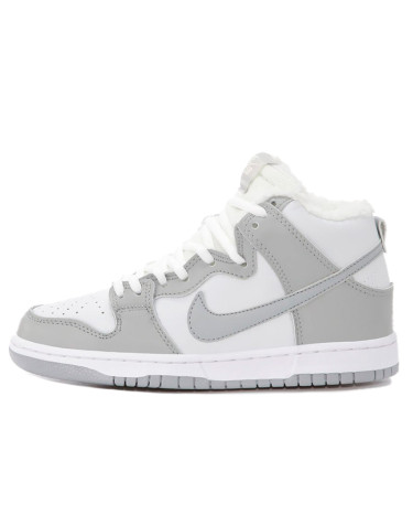 Кроссовки Nike SB Dunk High Grey White Winter С МЕХОМ Белый/серый