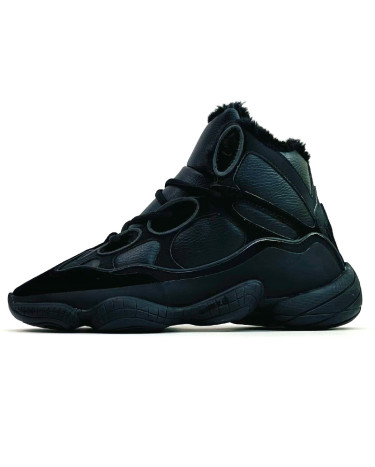Кроссовки Adidas Yeezy Boost 500 High Black Winter С МЕХОМ Черный