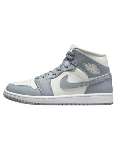 Кросівки Jordan 1 Mid Grey Sail BQ6472-115 Білий/сірий