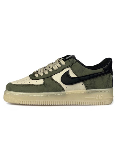 Кроссовки Nike Air Force 1 Low Khaki Beige Black Оливковый