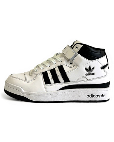 Кросівки Adidas Forum High White Black С МЕХОМ Чорний/білий
