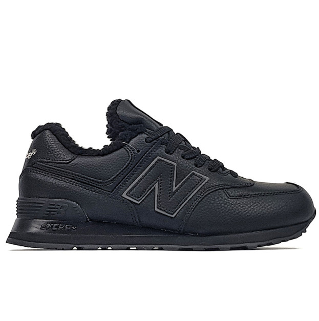 New Balance 574 Black Leather Winter С МЕХОМ