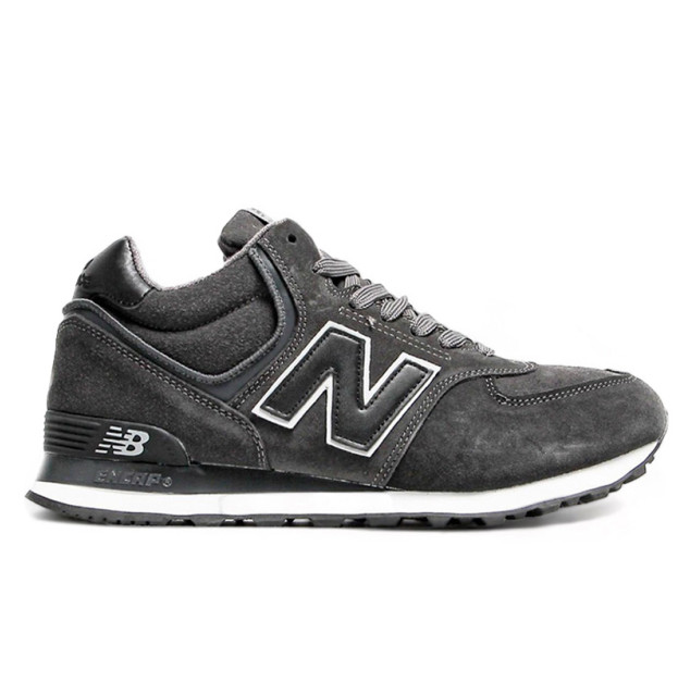 New Balance 574 High Grey Black White Winter С МЕХОМ