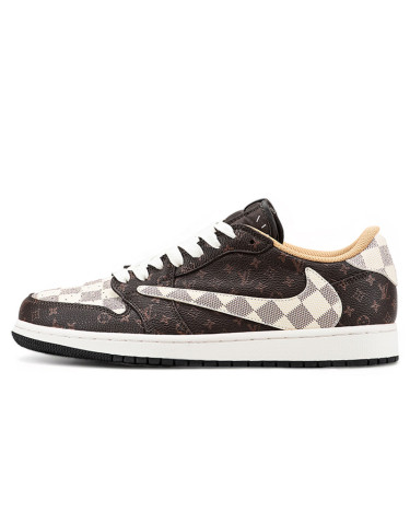 Кросівки Jordan 1 Low x Travis Scott x Louis Vuitton Коричневий