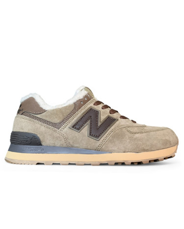Кросівки New Balance 574 Beige Brown Winter С МЕХОМ Бежевий