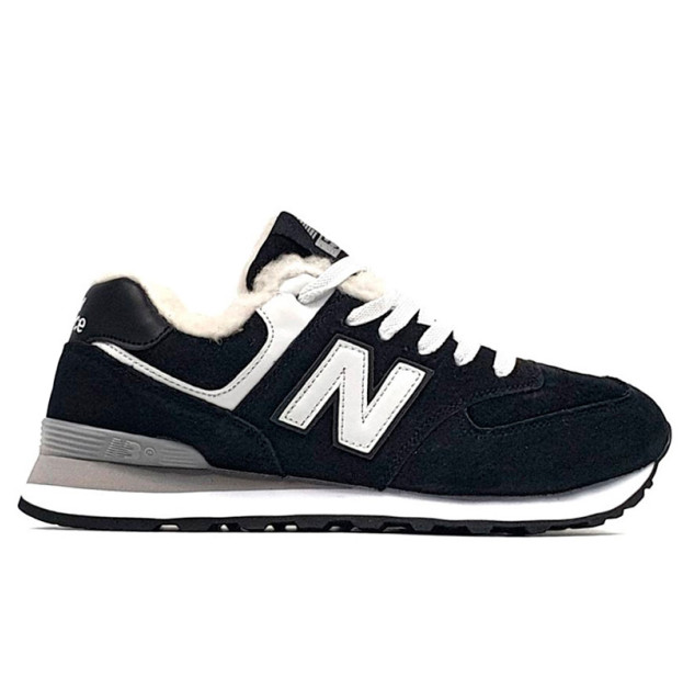 New Balance 574 White Black Winter С МЕХОМ