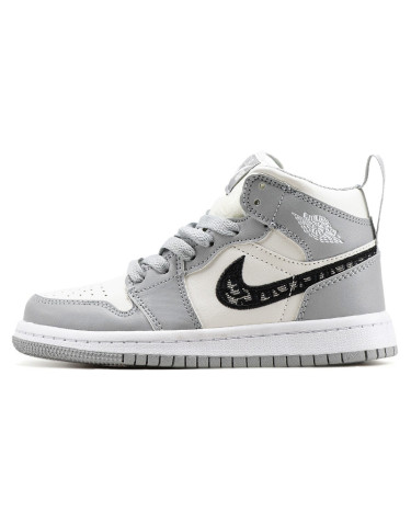 Кросівки Jordan x Dior Retro 1 High Grey White Білий/сірий