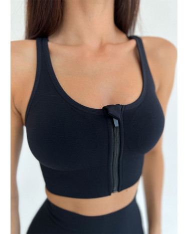 Sportswear Топ Спортивний на Застібці Чорний Black