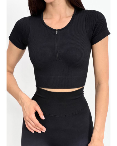 Sportswear Кроп Топ на Застібці Спортивний Чорний Black