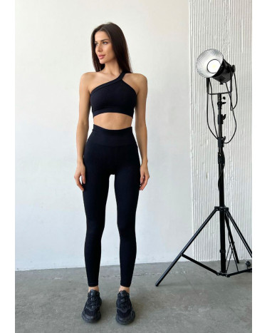 Sportswear Легінси Чорні в Рубчик з Push-Up Ефектом Black