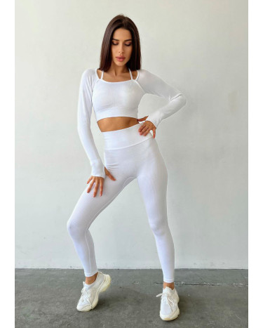 Sportswear Легінси Білі в Рубчик з Push-Up Ефектом White