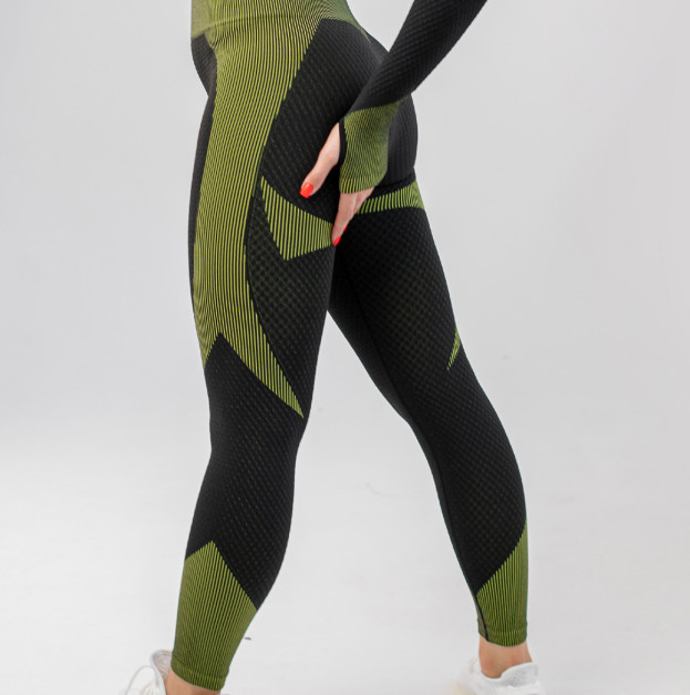 Легінси Чорно Зелені з Візерунком