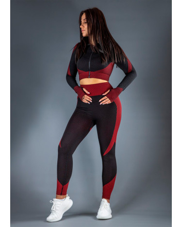 Sportswear Легінси Чорно Бордові з Візерунком Burgundy