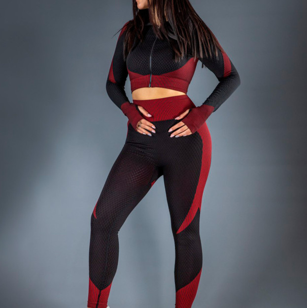 Легінси Чорно Бордові з Візерунком