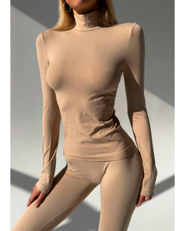 Sportswear Безшовний Базовий Комплект Легінси + Водолазка Бежевий Beige