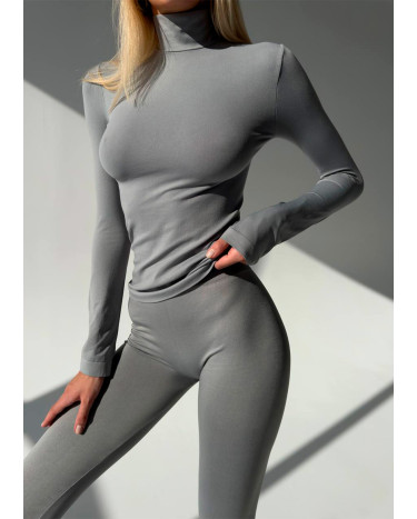 Sportswear Безшовний Базовий Комплект Легінси + Водолазка Сірий Grey