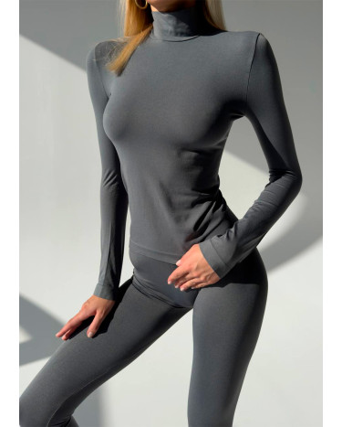 Sportswear Безшовний Базовий Комплект Легінси + Водолазка Сірий Grey