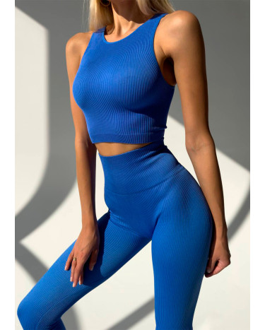 Sportswear Комплект Легінси з Push-Up Ефектом + Топ в Рубчик Синій Blue