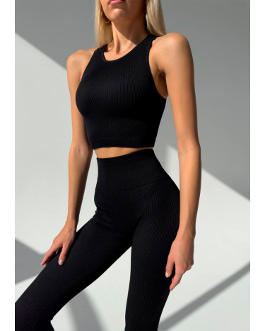 Sportswear Комплект Легінси з Push-Up Ефектом + Топ в Рубчик Чорний Black