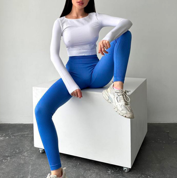 Легінси Сині в Рубчик з Push-Up Ефектом