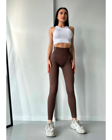 Sportswear Легінси Коричневі в Рубчик з Push-Up Ефектом Brown